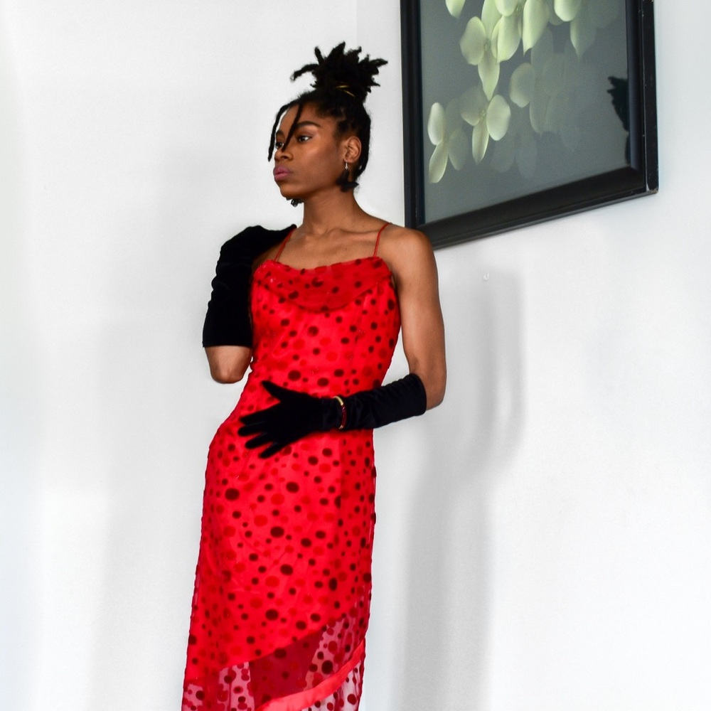 Red Vintage Mango Evening Dress sz 8